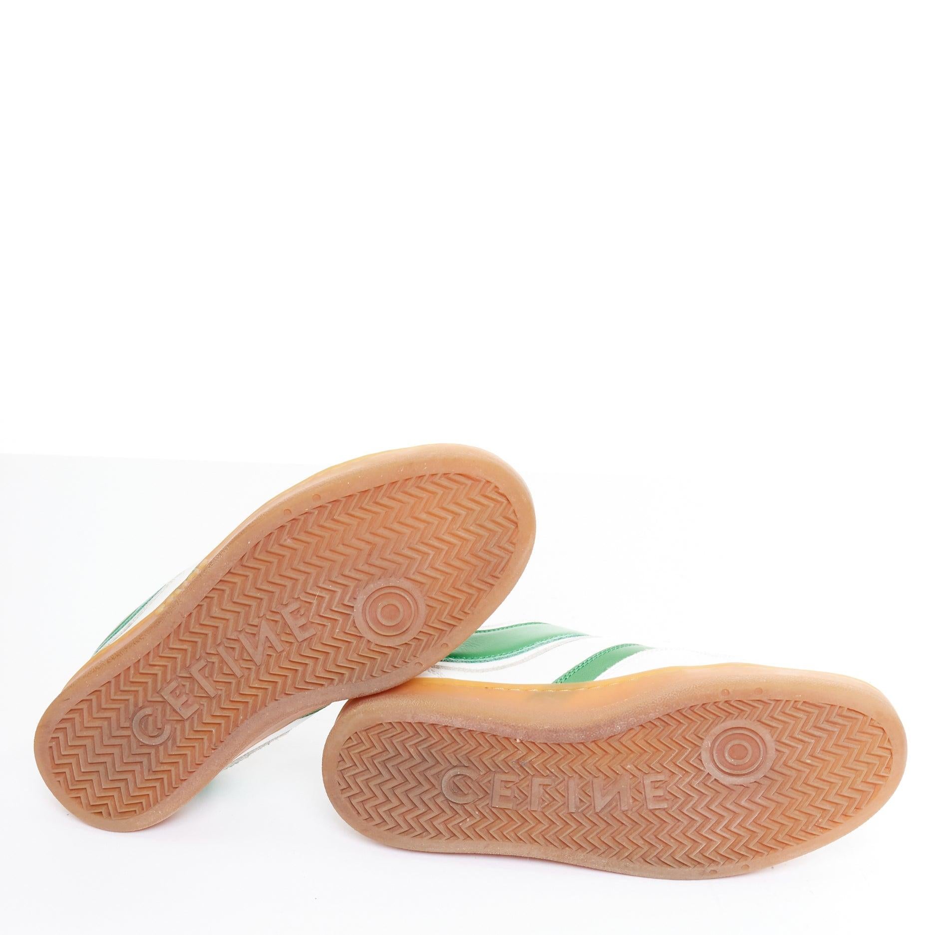 Baskets basses en cuir de couleur verte optic white flash green de Celine EU37 en vente 7