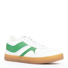 CELINE green optic white flash green leather low top sneakers EU37
