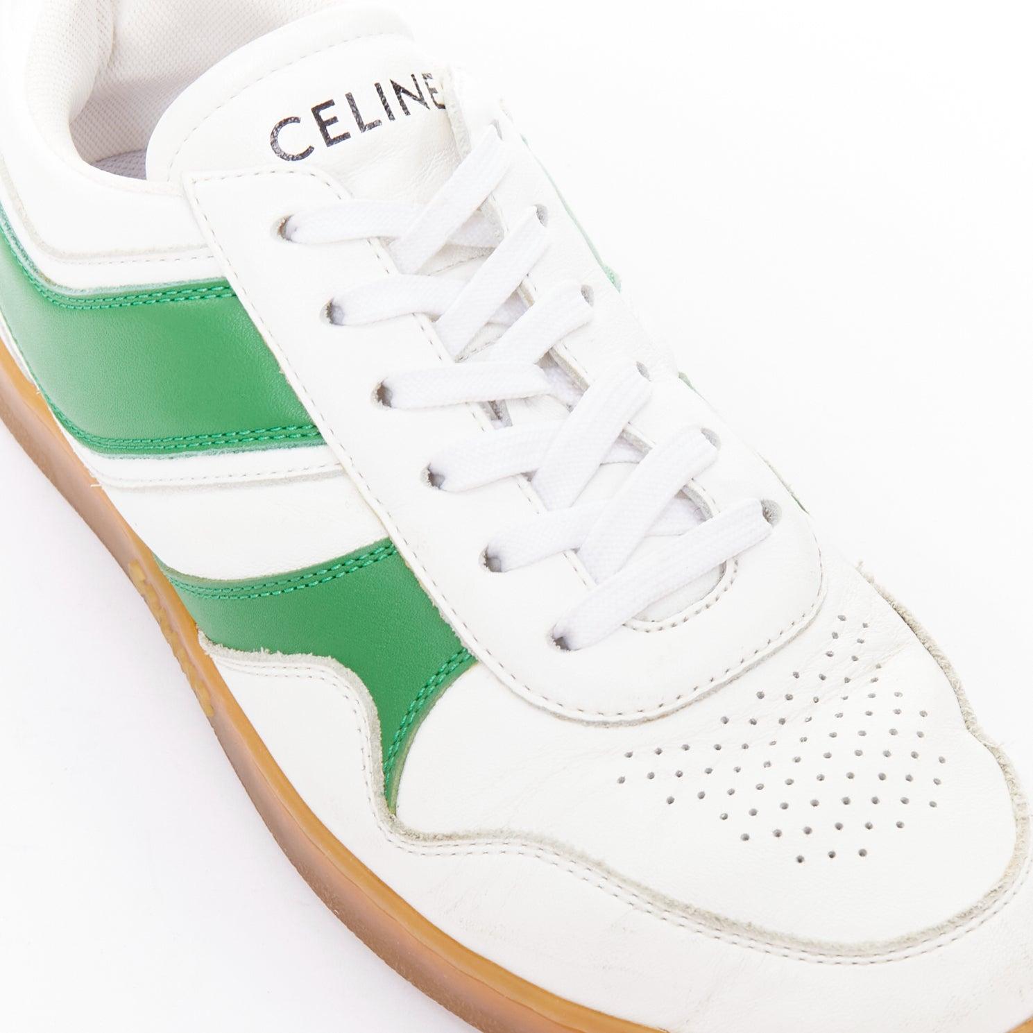 Baskets basses en cuir de couleur verte optic white flash green de Celine EU37 en vente 3