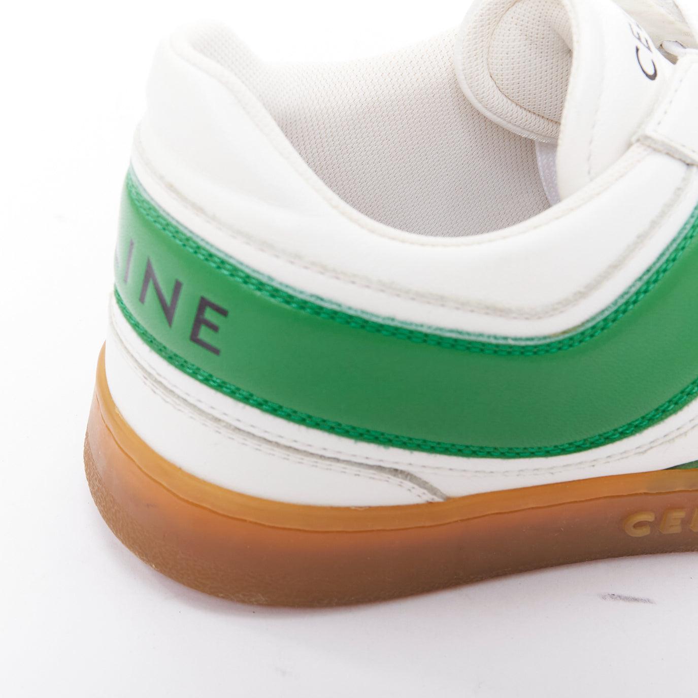 Baskets basses en cuir de couleur verte optic white flash green de Celine EU37 en vente 4