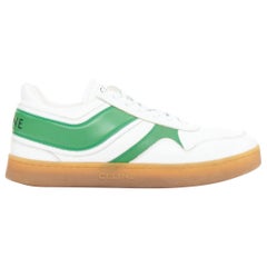 CELINE green optic white flash green leather low top sneakers EU37