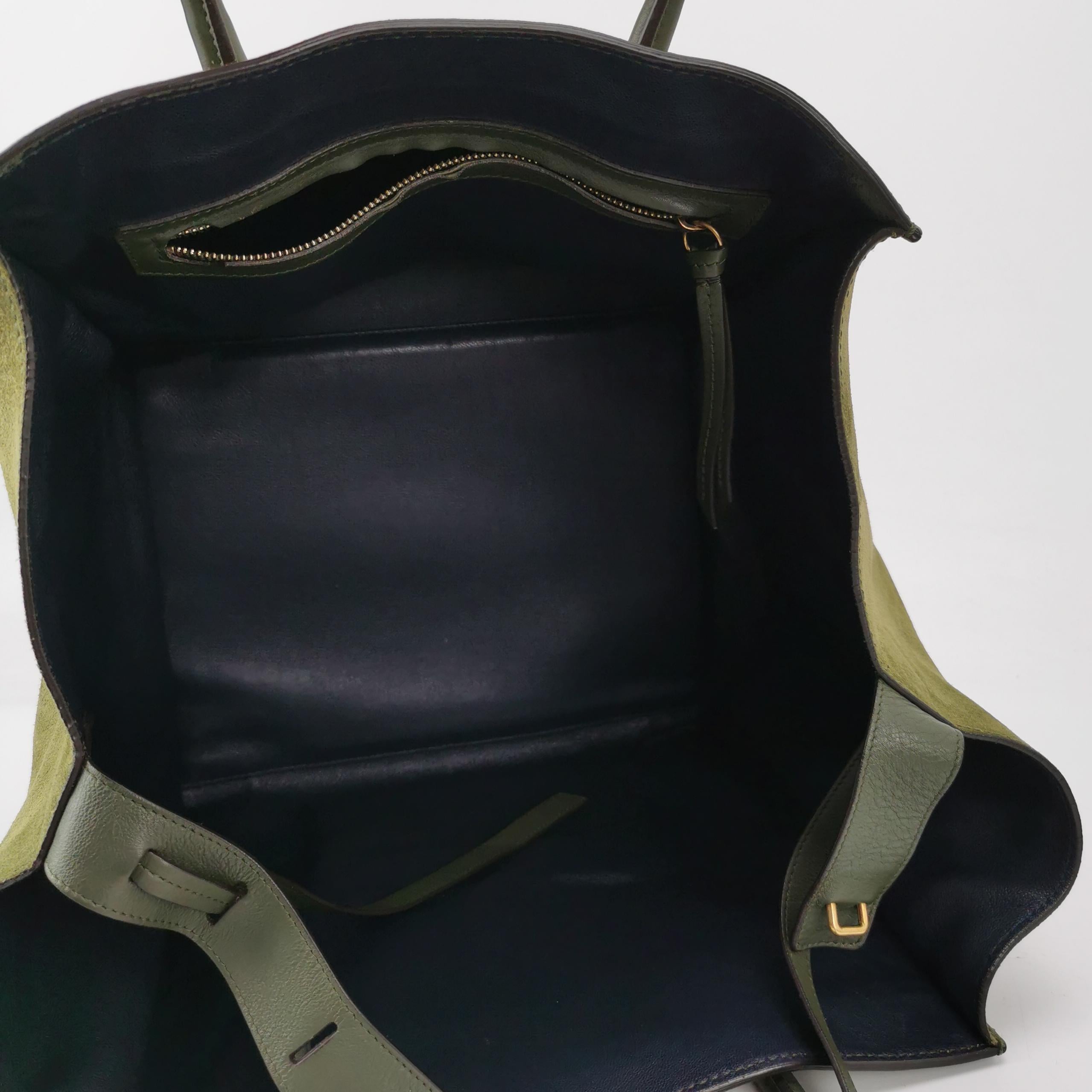Celine Green Phantom Mini Green Suede Leather 30cm Pour femmes en vente