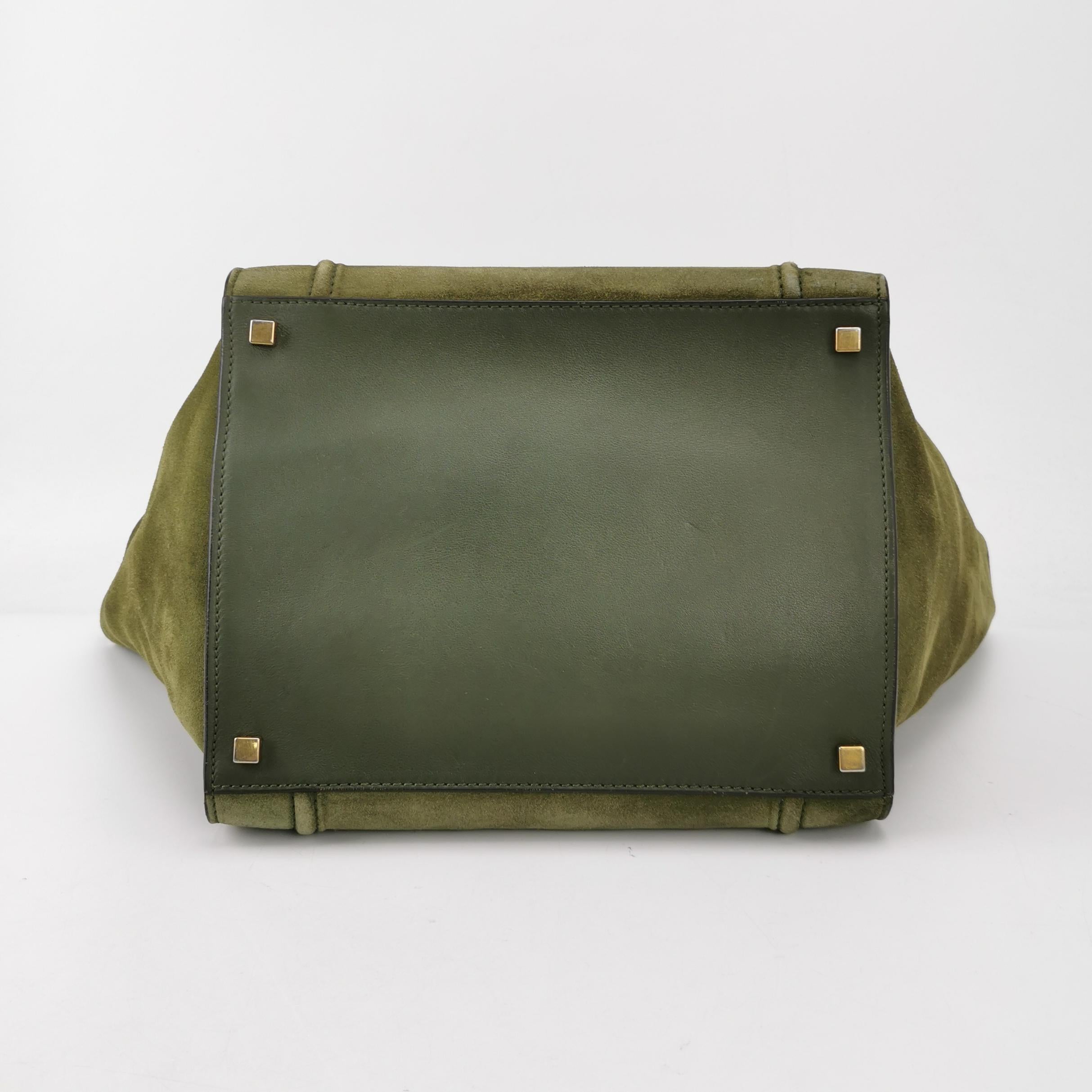 Celine Green Phantom Mini Green Suede Leather 30cm en vente 1