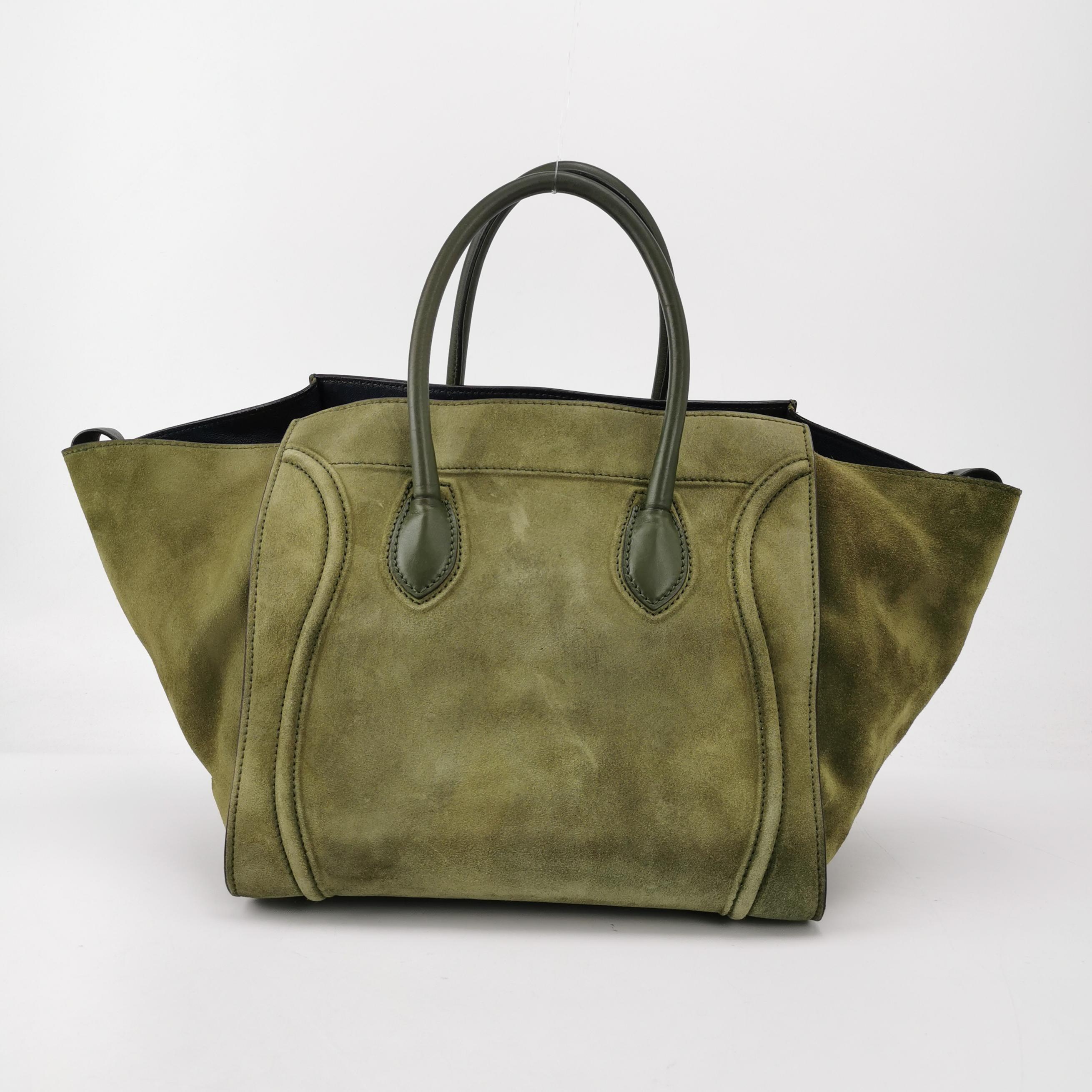 Celine Green Phantom Mini Green Suede Leather 30cm en vente 2