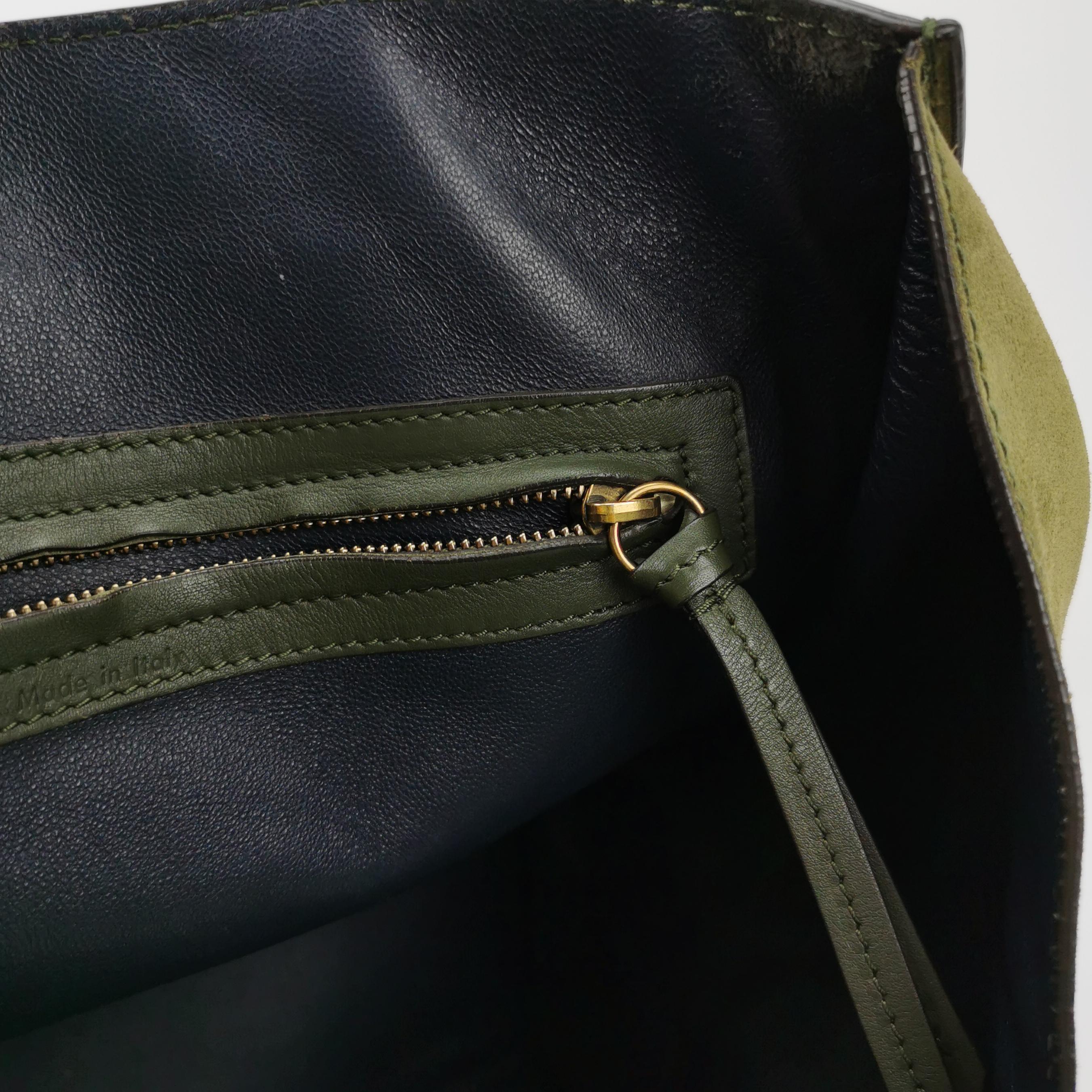 Celine Green Phantom Mini Green Suede Leather 30cm en vente 3