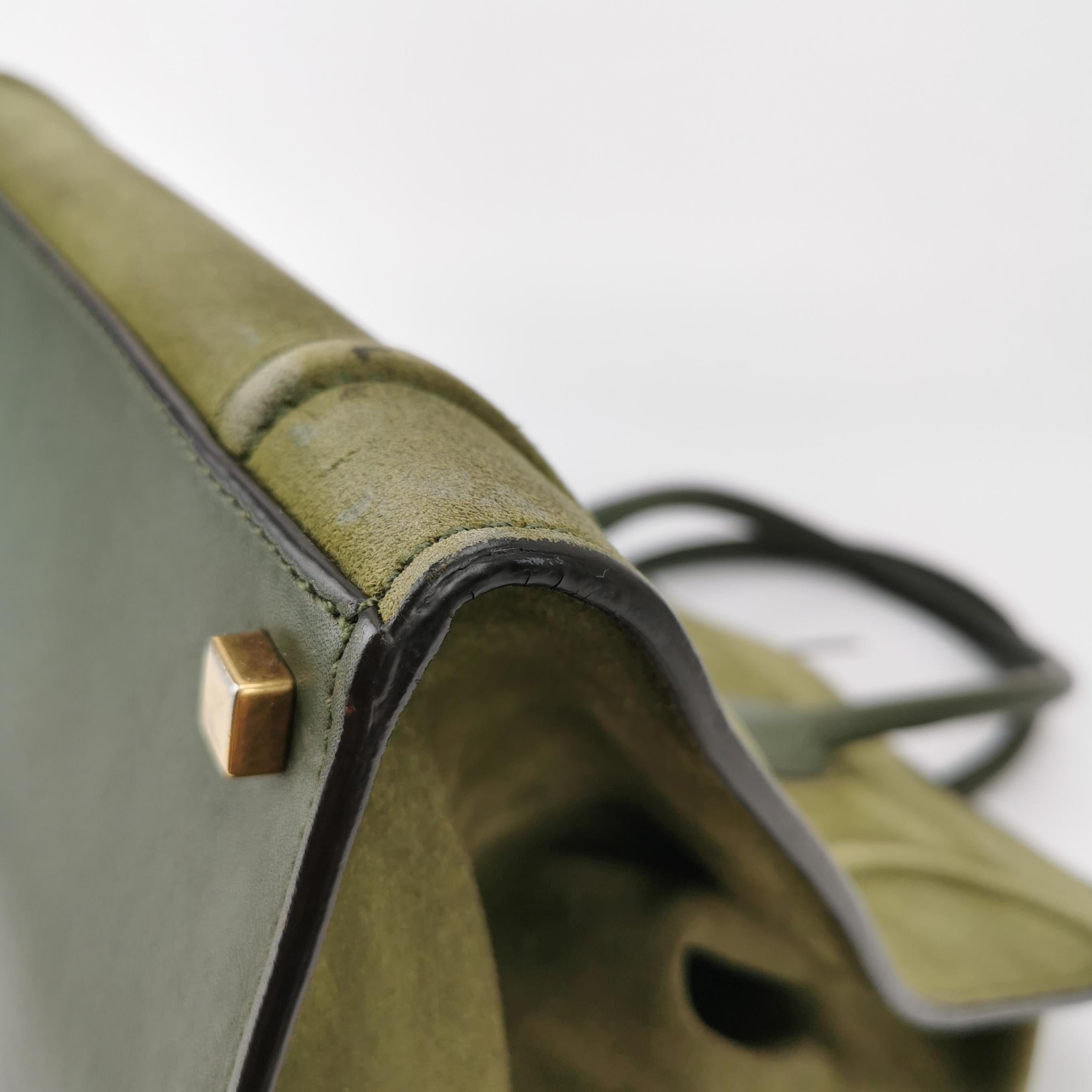 Celine Green Phantom Mini Green Suede Leather 30cm en vente 4