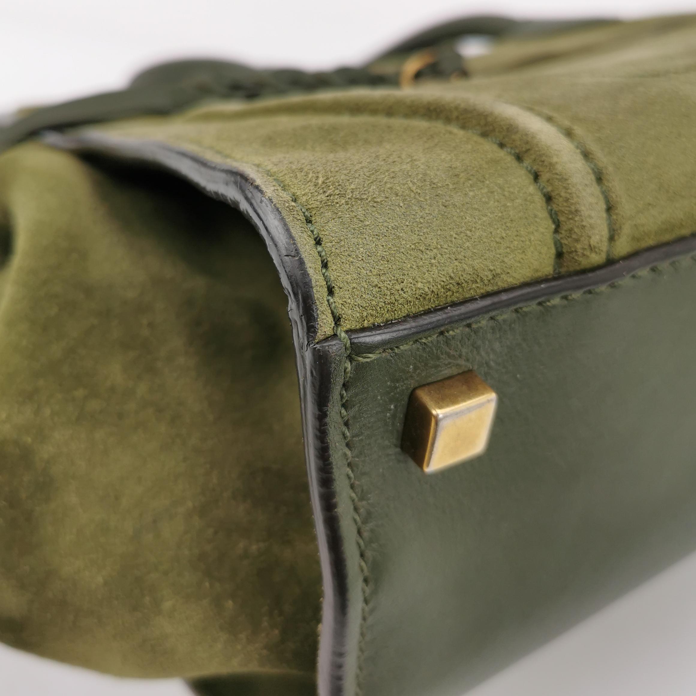 Celine Green Phantom Mini Green Suede Leather 30cm en vente 5