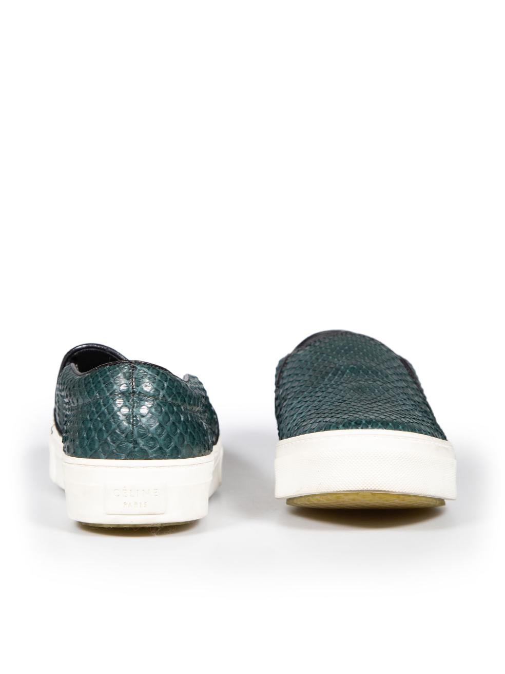 Céline Green Python Leather Slip-On Trainers Size IT 38.5 In Good Condition For Sale In London, GB