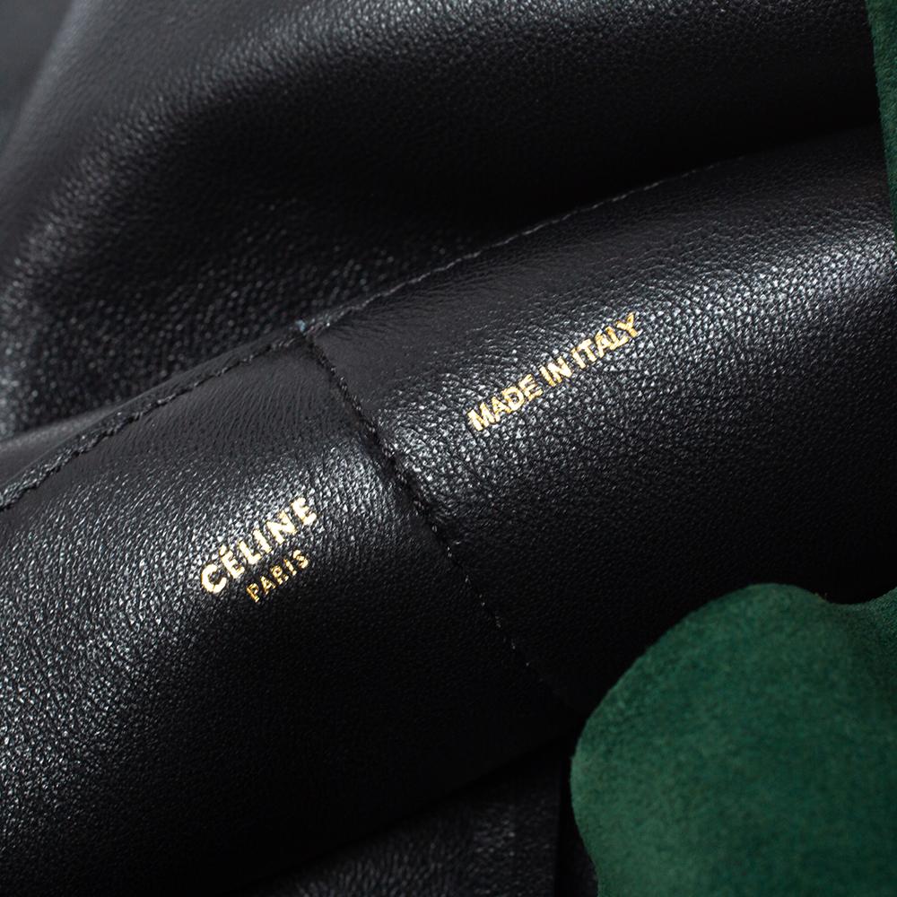 Black Celine Green Suede Gourmette Shoulder Bag