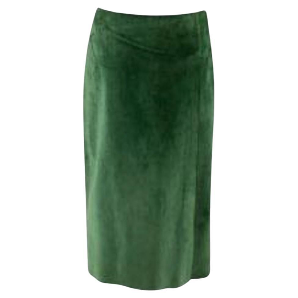 Celine Green Suede Pencil Skirt For Sale at 1stDibs