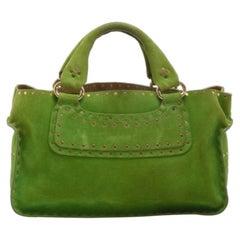 Celine Green Suede Studded Boogie Bag