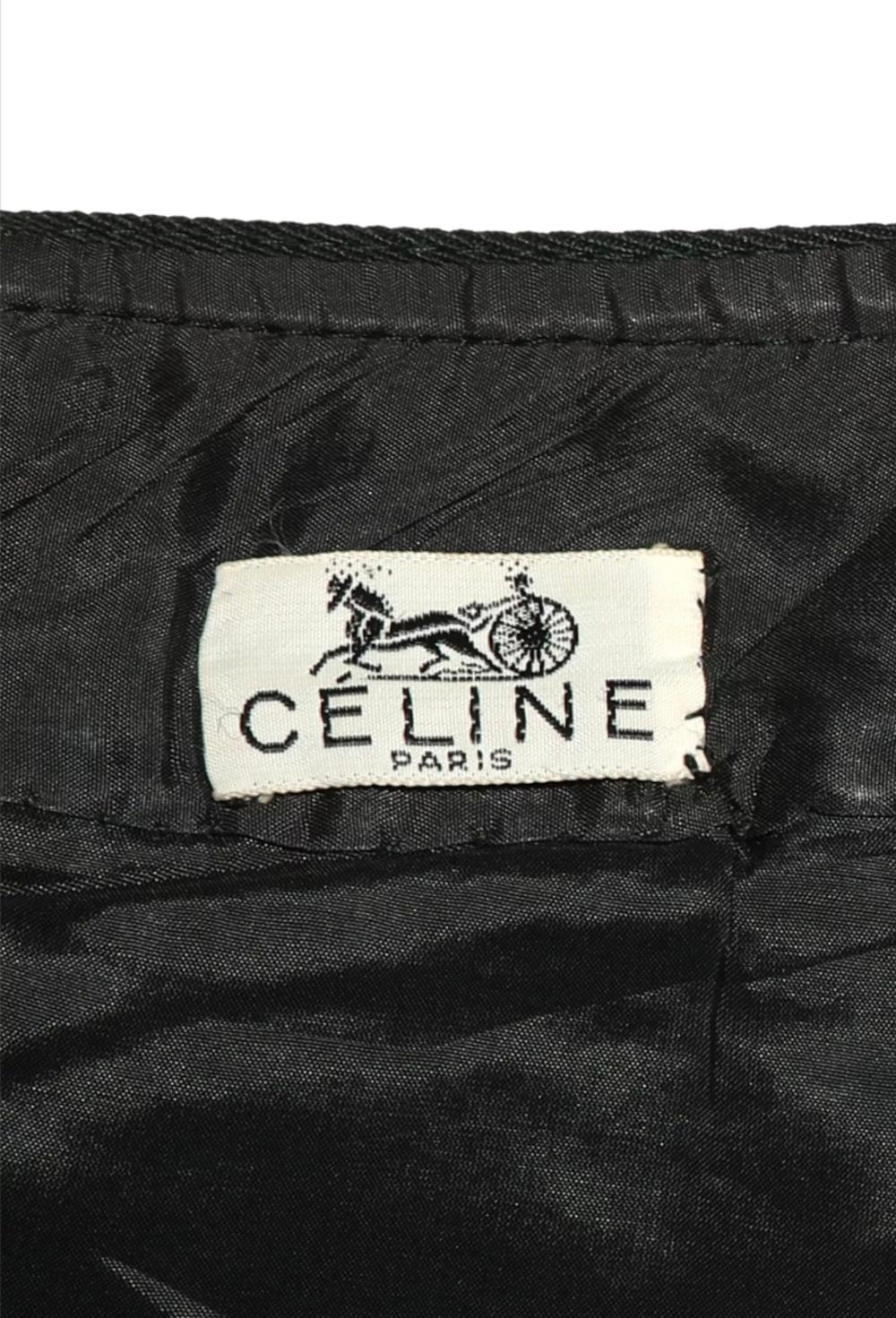 Celine Green Wool Horsebit Pleated Skirt In Good Condition For Sale In Paris, FR