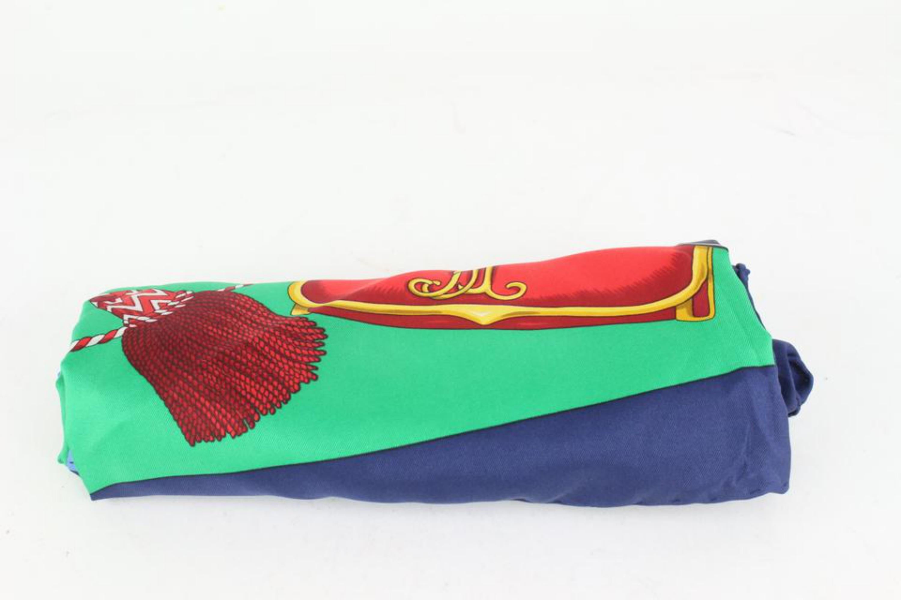 Céline Green x Navy 1789 1989 Revolution Francaise Silk Scarf 1026cl39 In Excellent Condition In Dix hills, NY