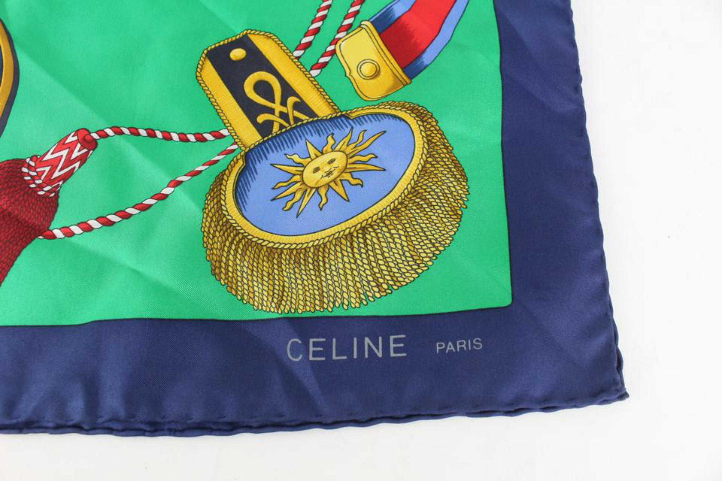 Céline Green x Navy 1789 1989 Revolution Francaise Silk Scarf 1026cl39 3