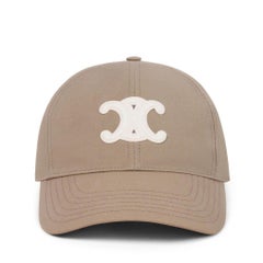 CELINE Greige cotton TRIOMPHE BASEBALL CAP Hat M