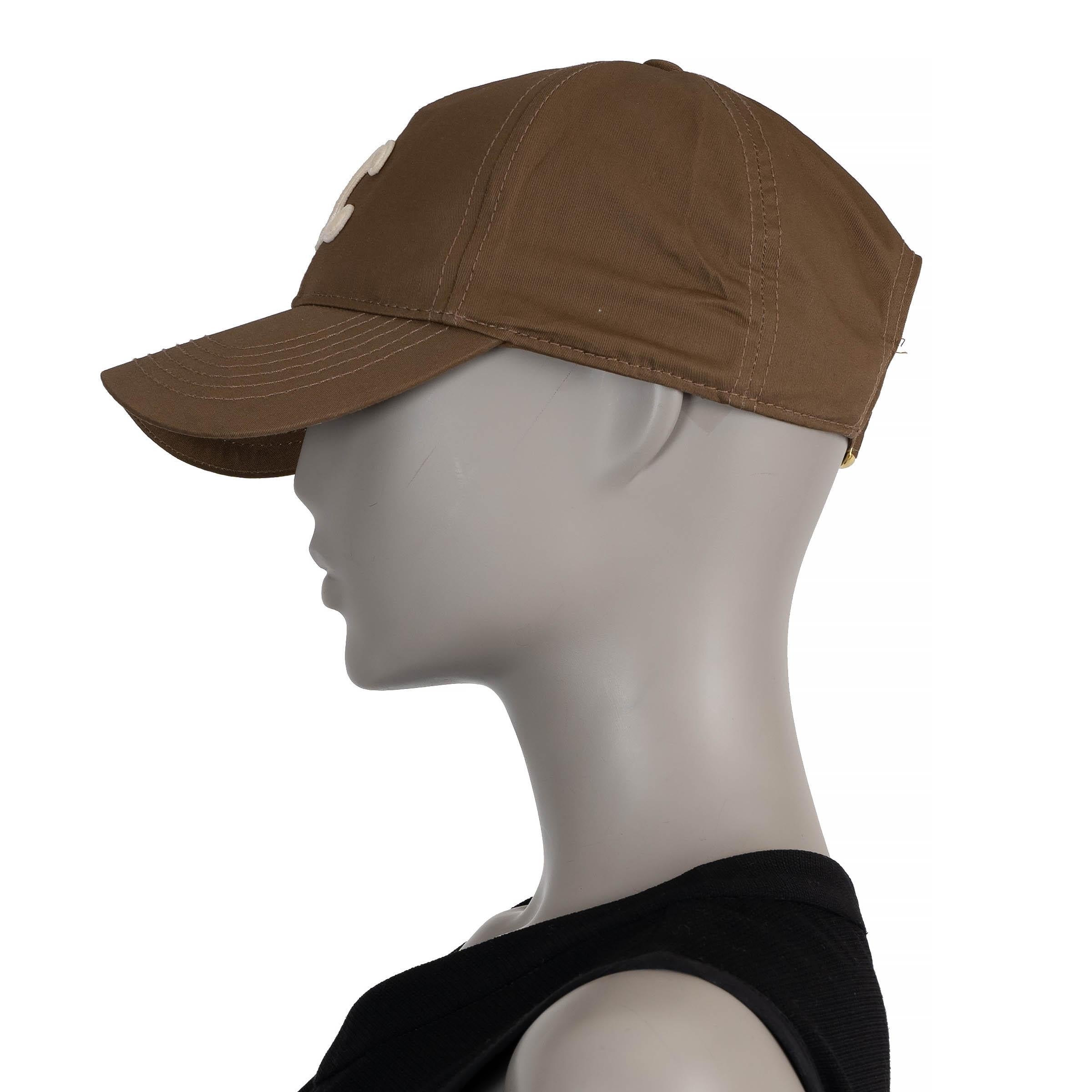 Brown CELINE Greige cotton TRIOMPHE BASEBALL CAP Hat M For Sale