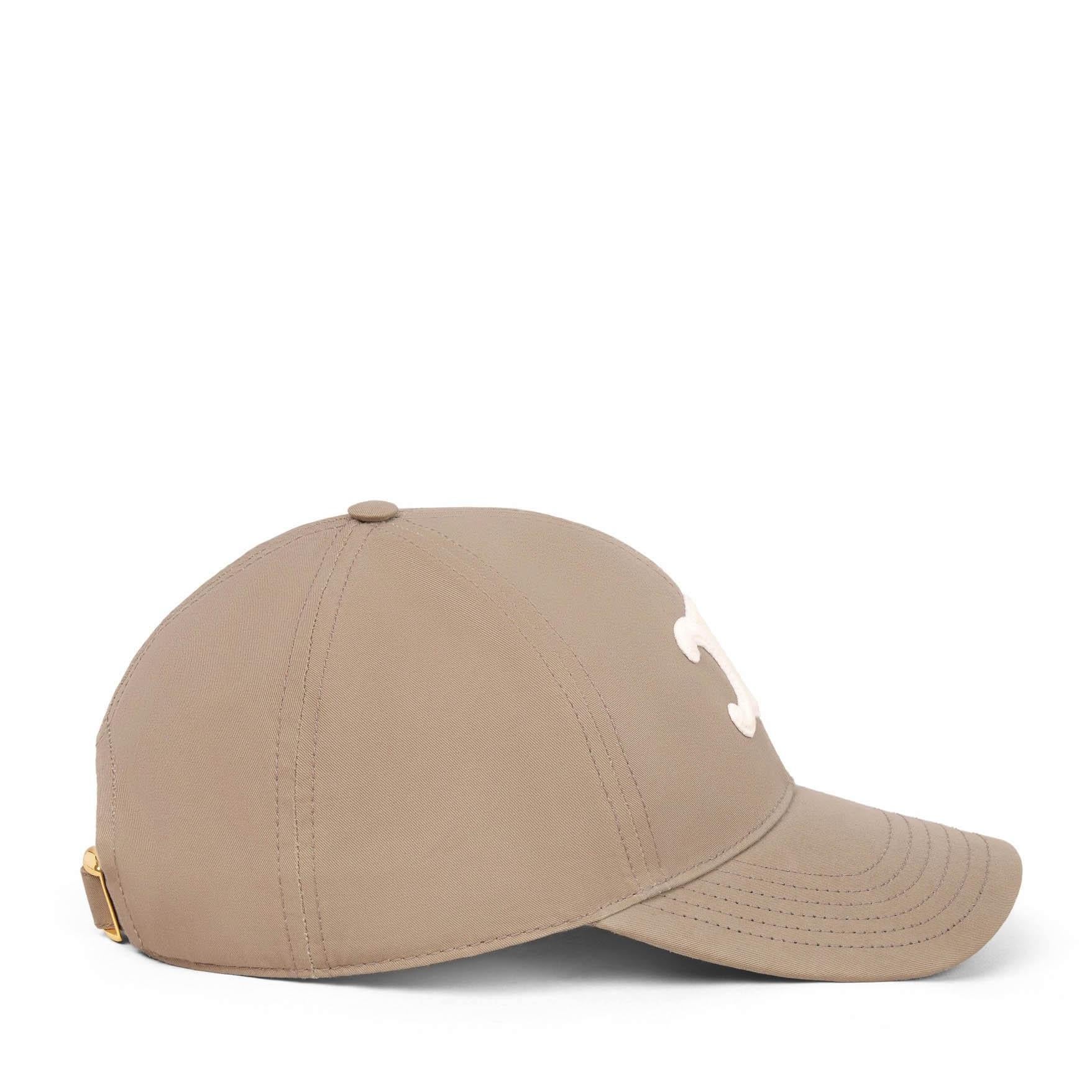 CELINE Greige cotton TRIOMPHE BASEBALL CAP Hat M In New Condition In Zürich, CH