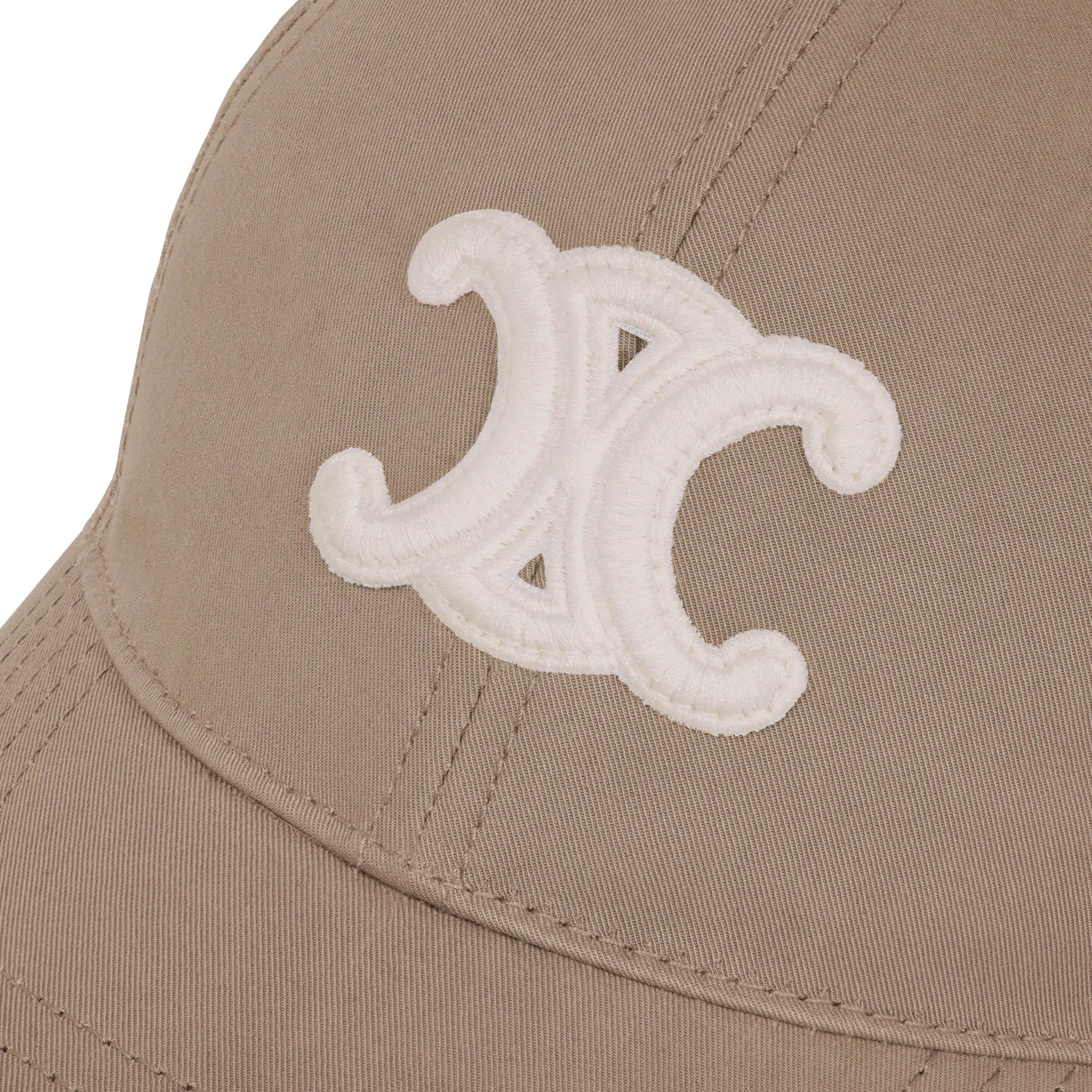 CELINE Greige cotton TRIOMPHE BASEBALL CAP Hat M 1