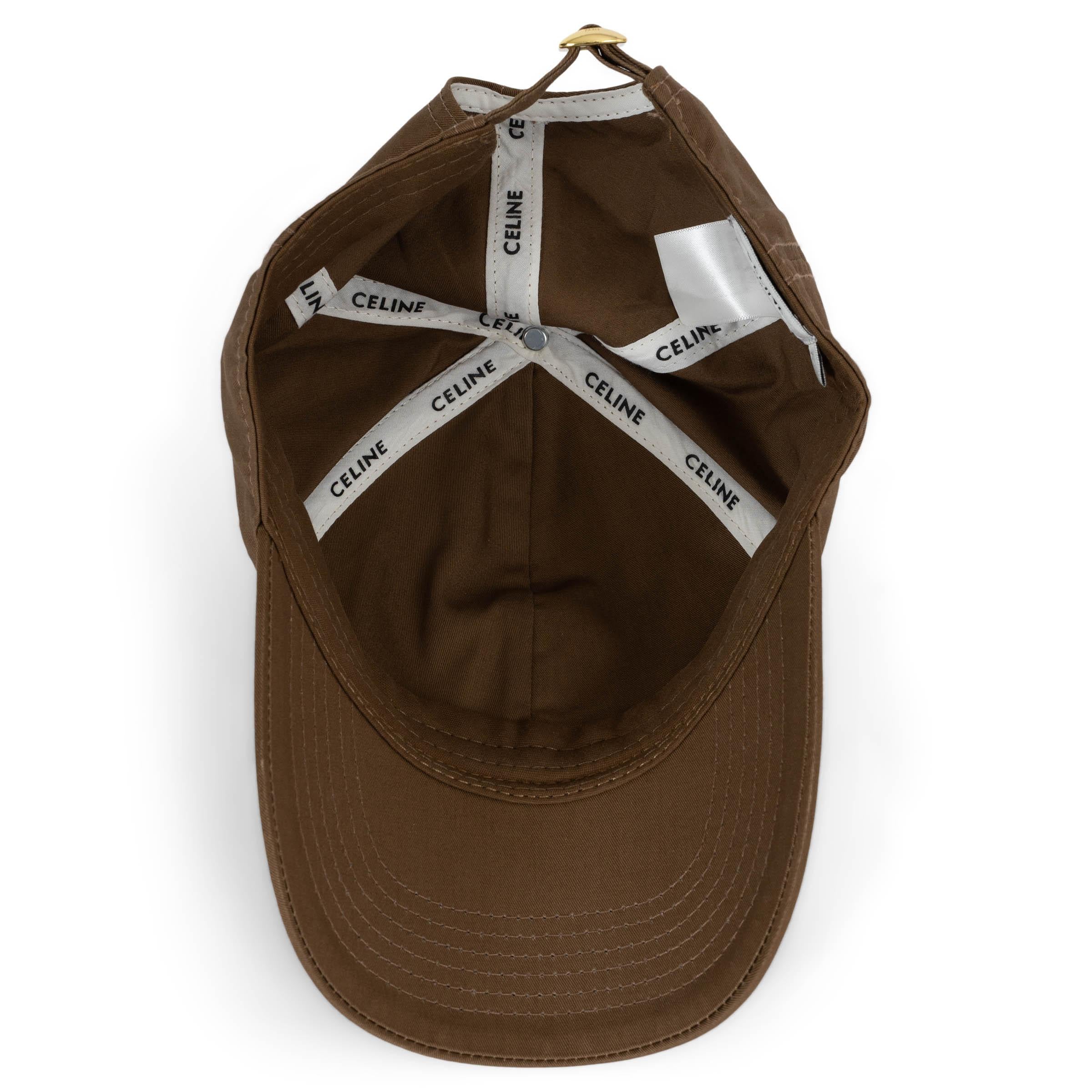 CELINE Greige cotton TRIOMPHE BASEBALL CAP Hat M For Sale 1