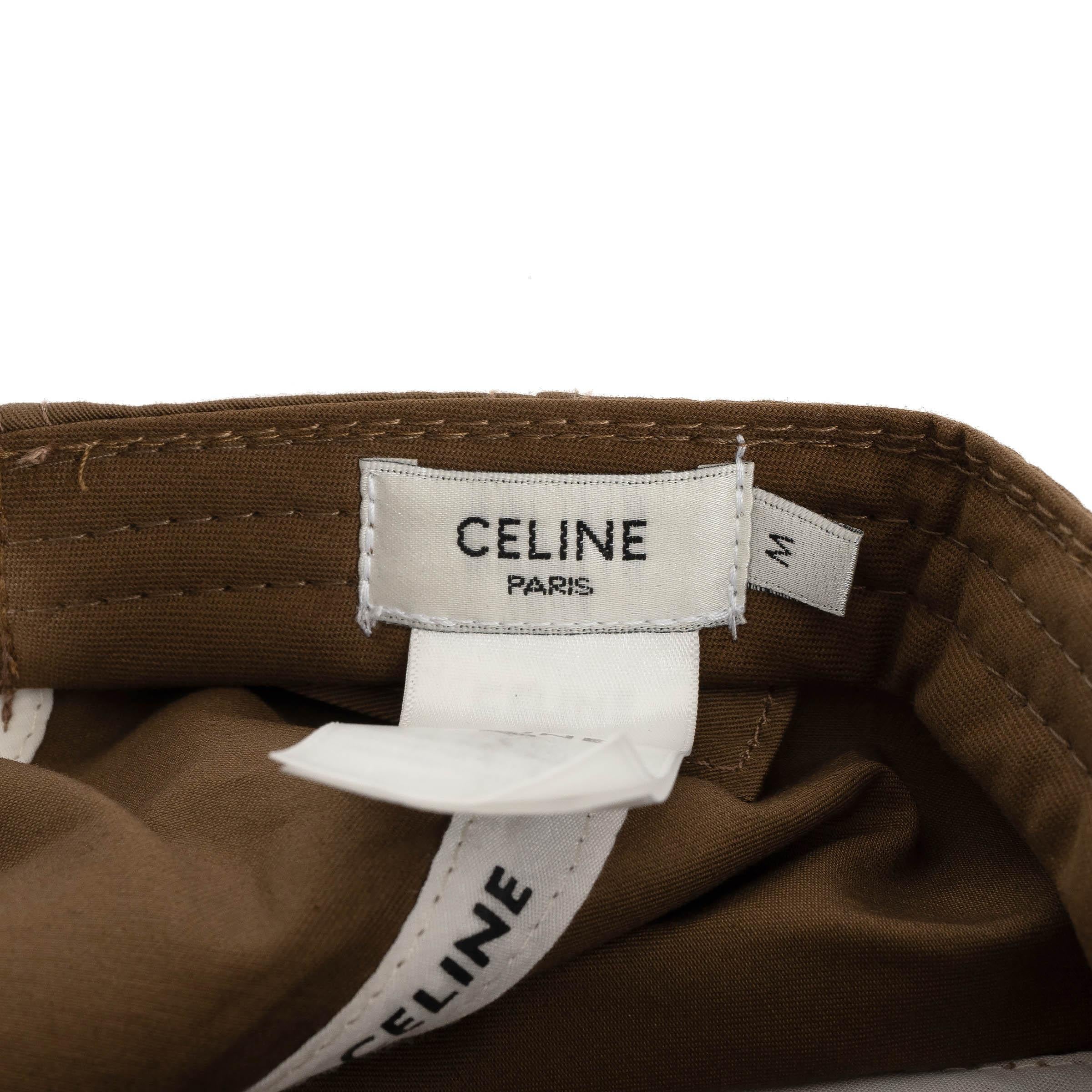 CELINE Greige cotton TRIOMPHE BASEBALL CAP Hat M For Sale 2