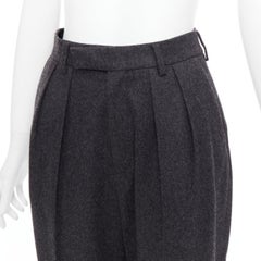 Celine, pantaloni affusolati grigi in cotone 100% lana con doppia piega frontale FR34 XS