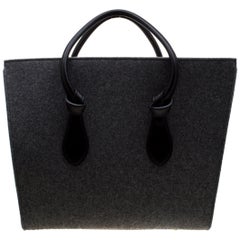 Celine Grey/Black Felt Leather Medium Tie Tote