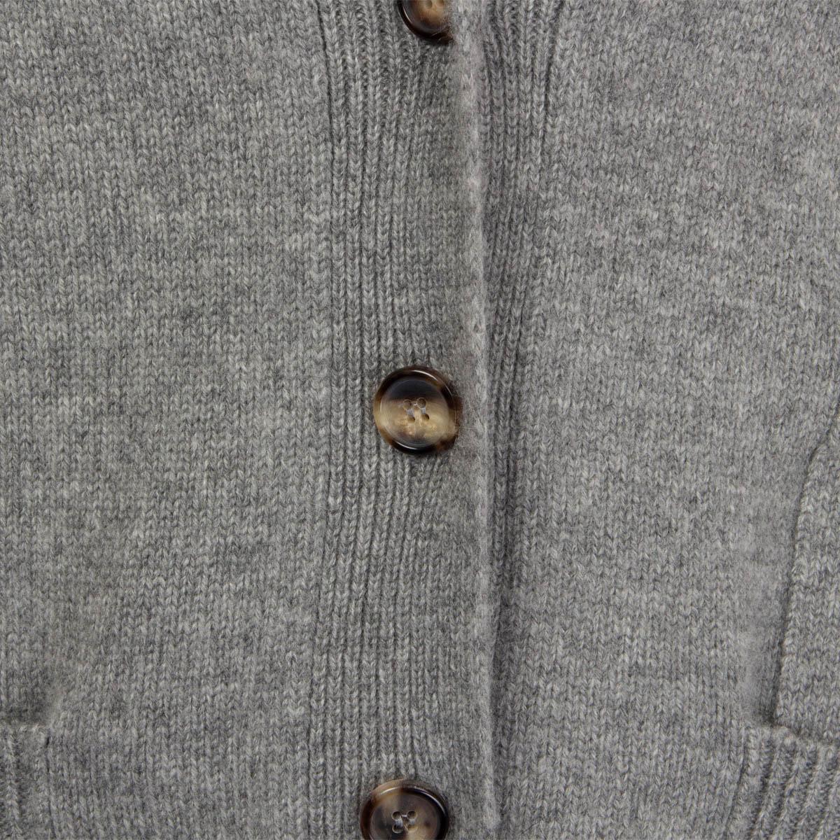Gray CELINE grey cashmere ICONIC Cardigan Sweater S