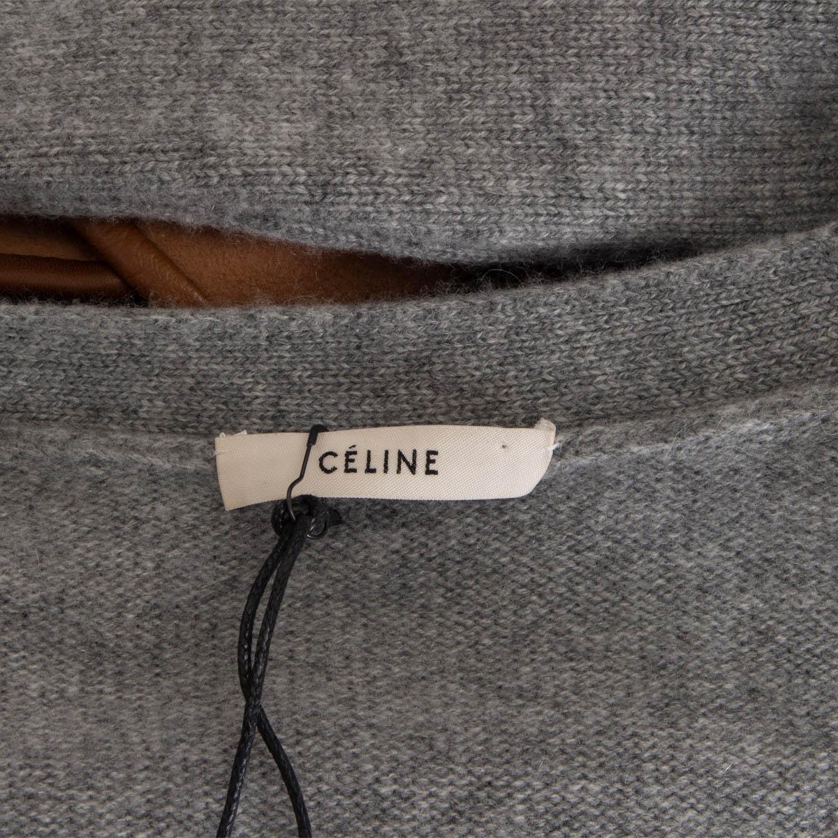 CELINE grey cashmere ICONIC Cardigan Sweater S In Excellent Condition In Zürich, CH