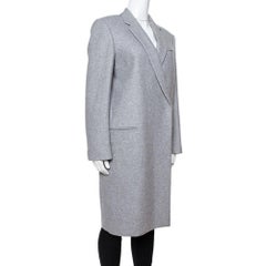 Celine Grey Cashmere Open Front Long Coat L