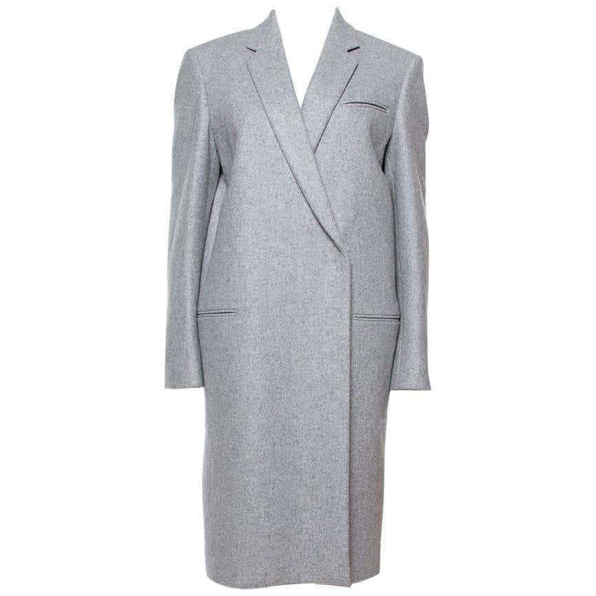 Celine Grey Wool A-Line Belted Coat - Size US 4 For Sale at 1stDibs
