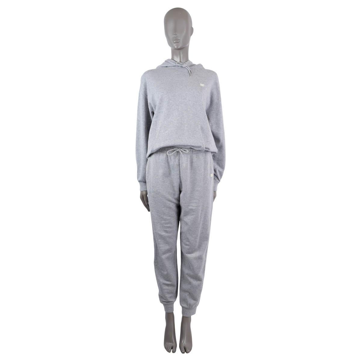 CELINE grey cotton & cashmere TRIOMPHE HOODIE Sweater L For Sale 3