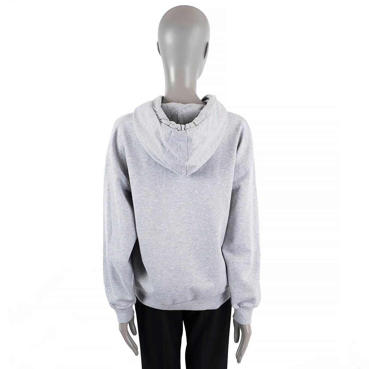 CELINE grey cotton & cashmere TRIOMPHE HOODIE Sweater L In Excellent Condition For Sale In Zürich, CH