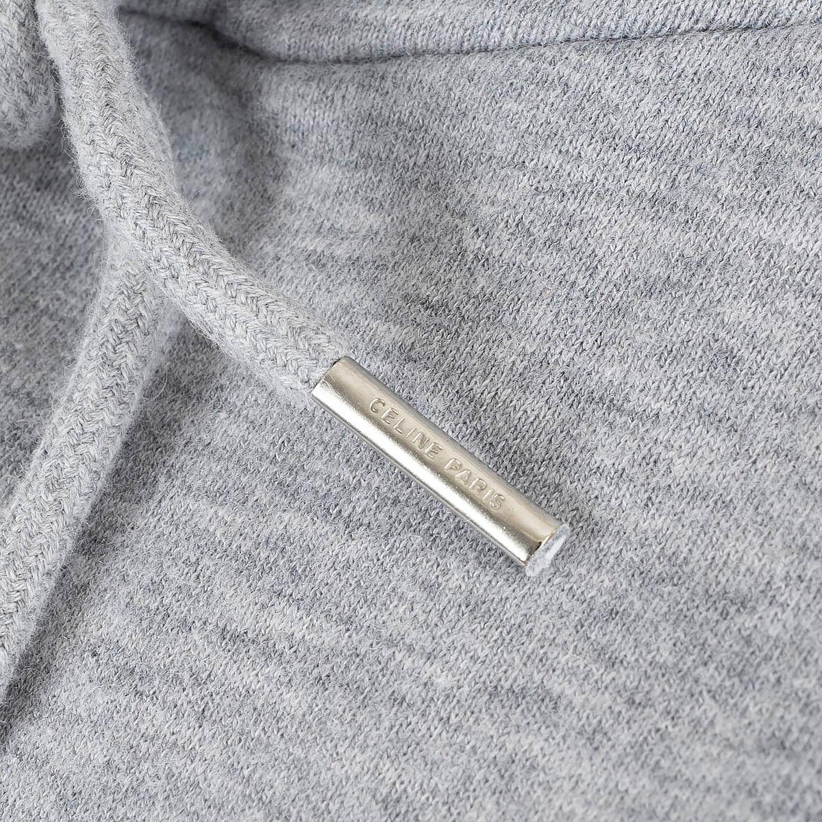 Women's CELINE grey cotton & cashmere TRIOMPHE HOODIE Sweater L For Sale