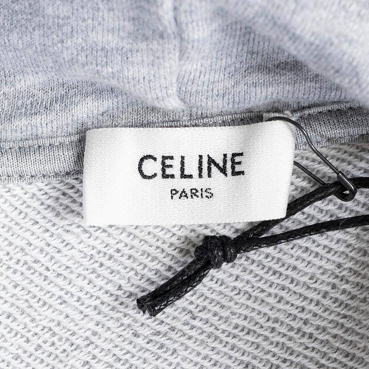CELINE grey cotton & cashmere TRIOMPHE HOODIE Sweater L For Sale 2