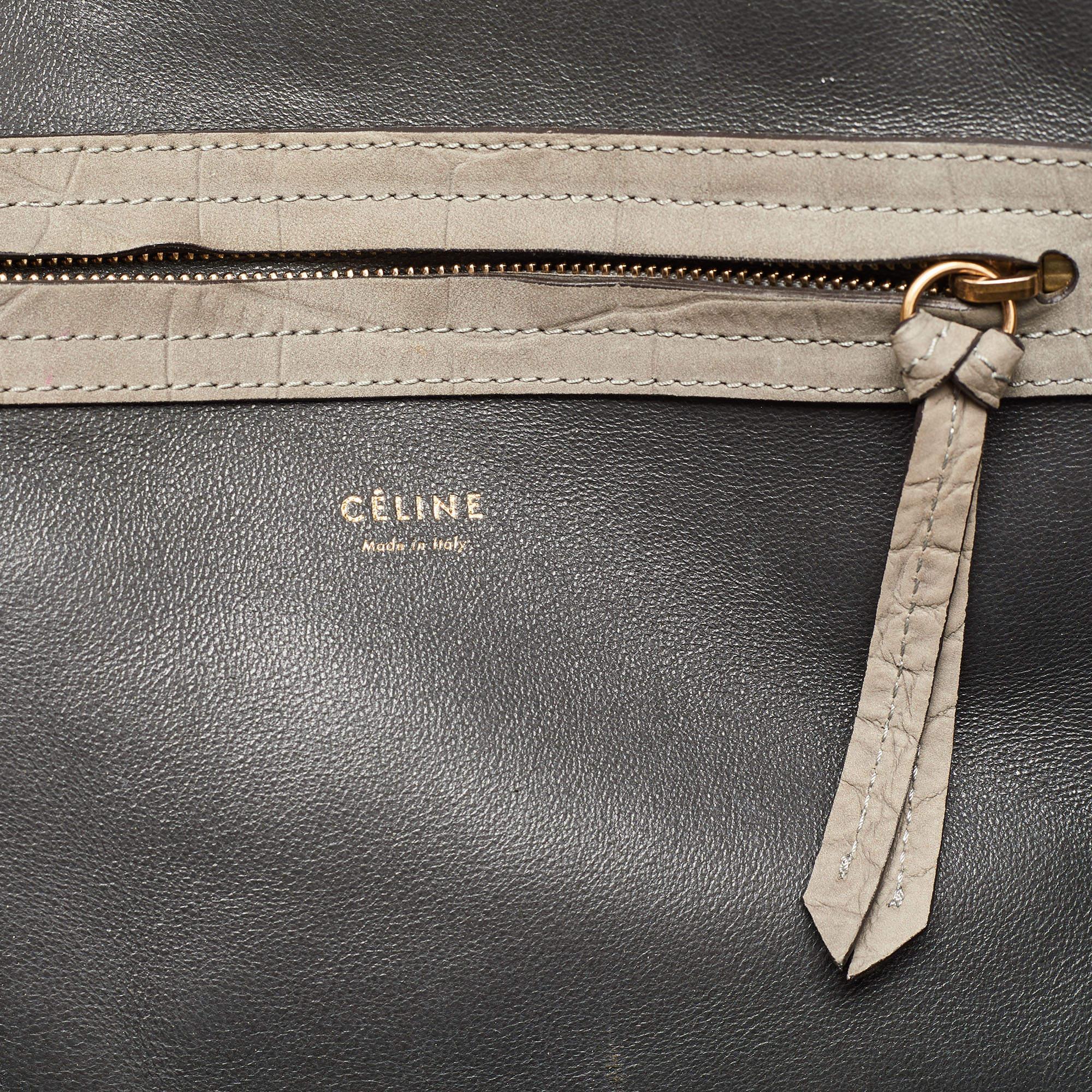 Céline Grey Croc Embossed Leather Large Phantom Luggage Tote For Sale 8