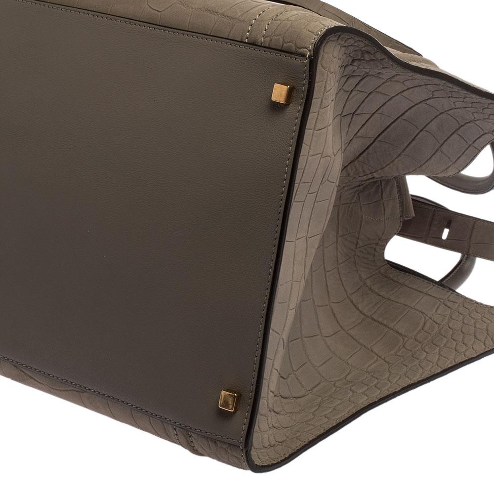 Celine Grey Croc Embossed Leather Large Phantom Luggage Tote 7