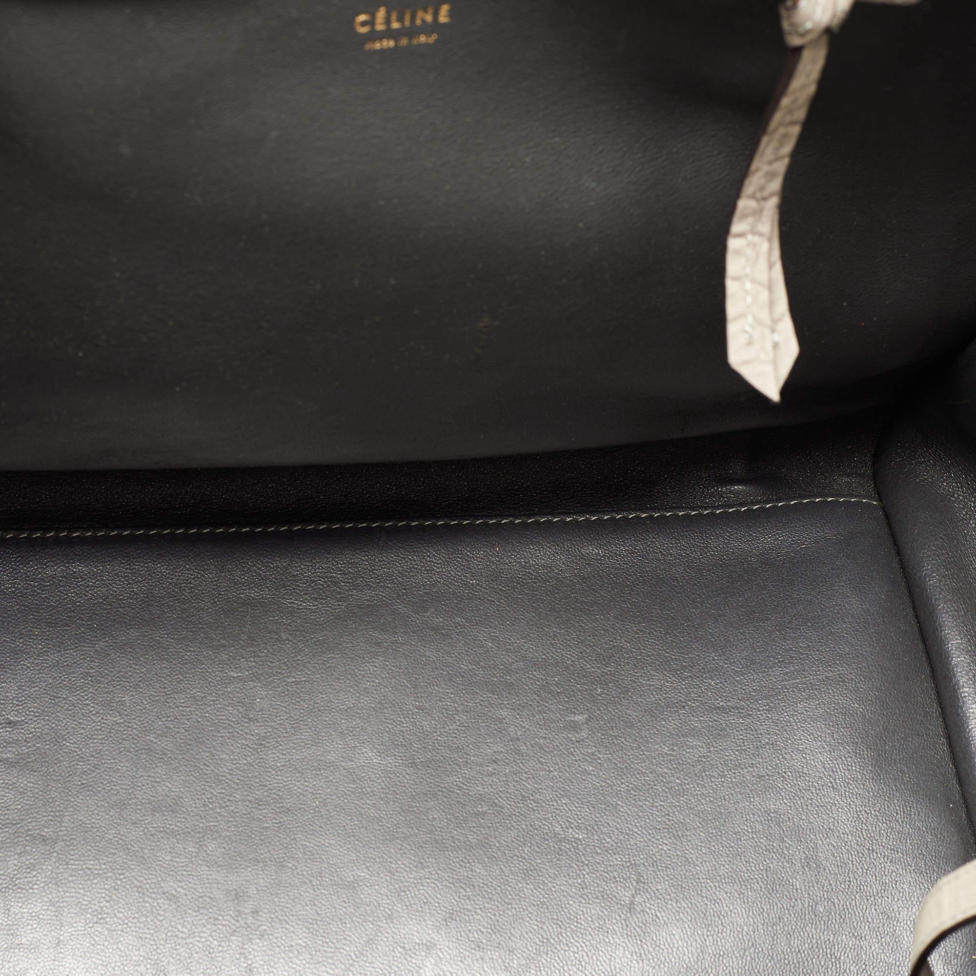 Céline Grey Croc Embossed Leather Large Phantom Luggage Tote For Sale 10
