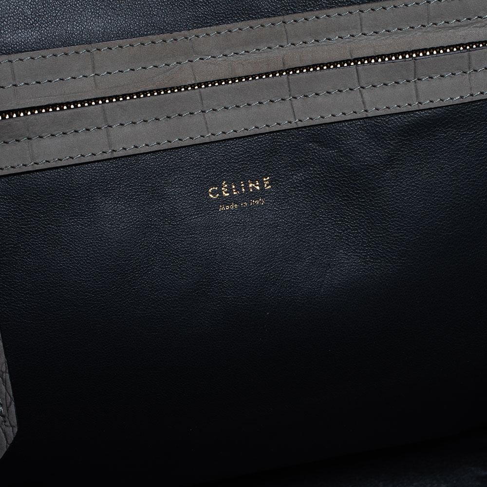 Celine Grey Croc Embossed Leather Large Phantom Luggage Tote 9