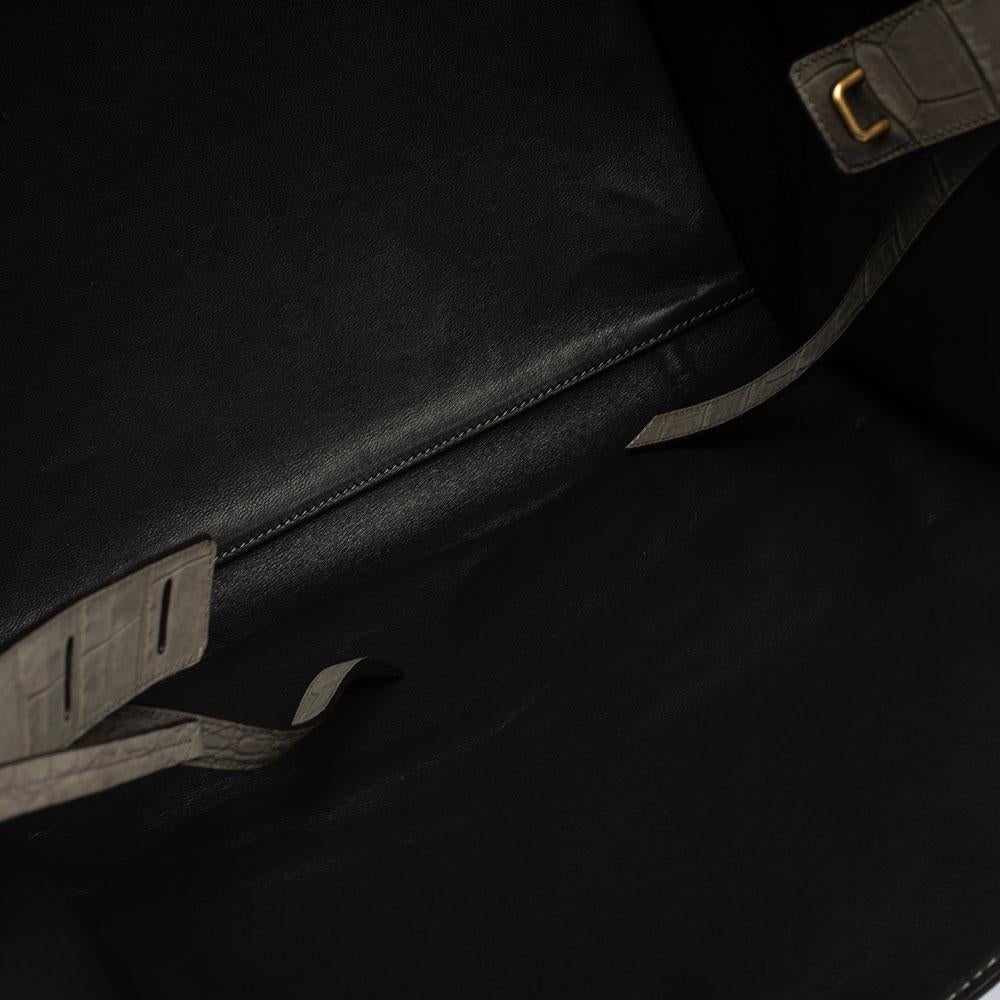 Celine Grey Croc Embossed Leather Large Phantom Luggage Tote In Good Condition In Dubai, Al Qouz 2