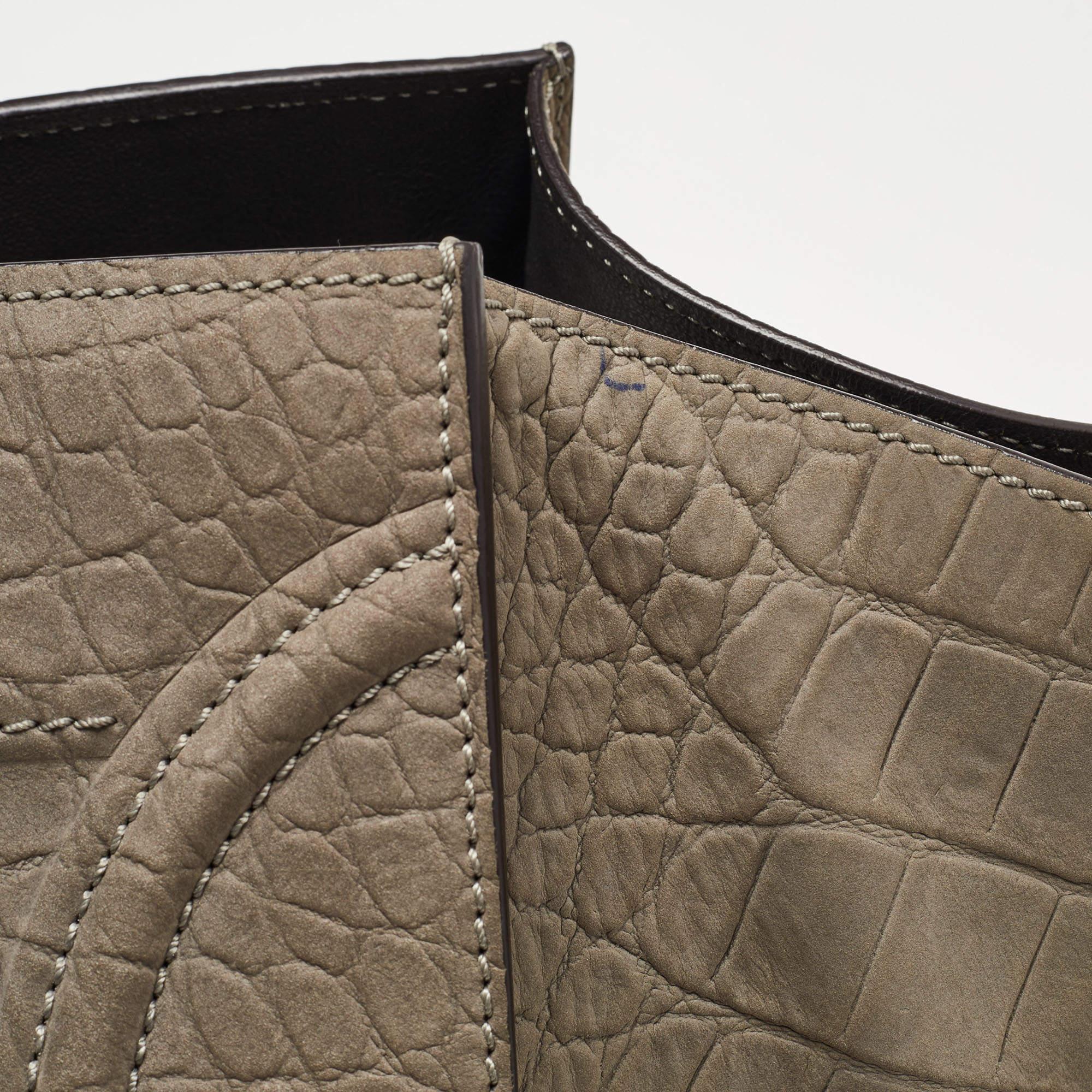 Céline Grey Croc Embossed Leather Large Phantom Luggage Tote For Sale 3