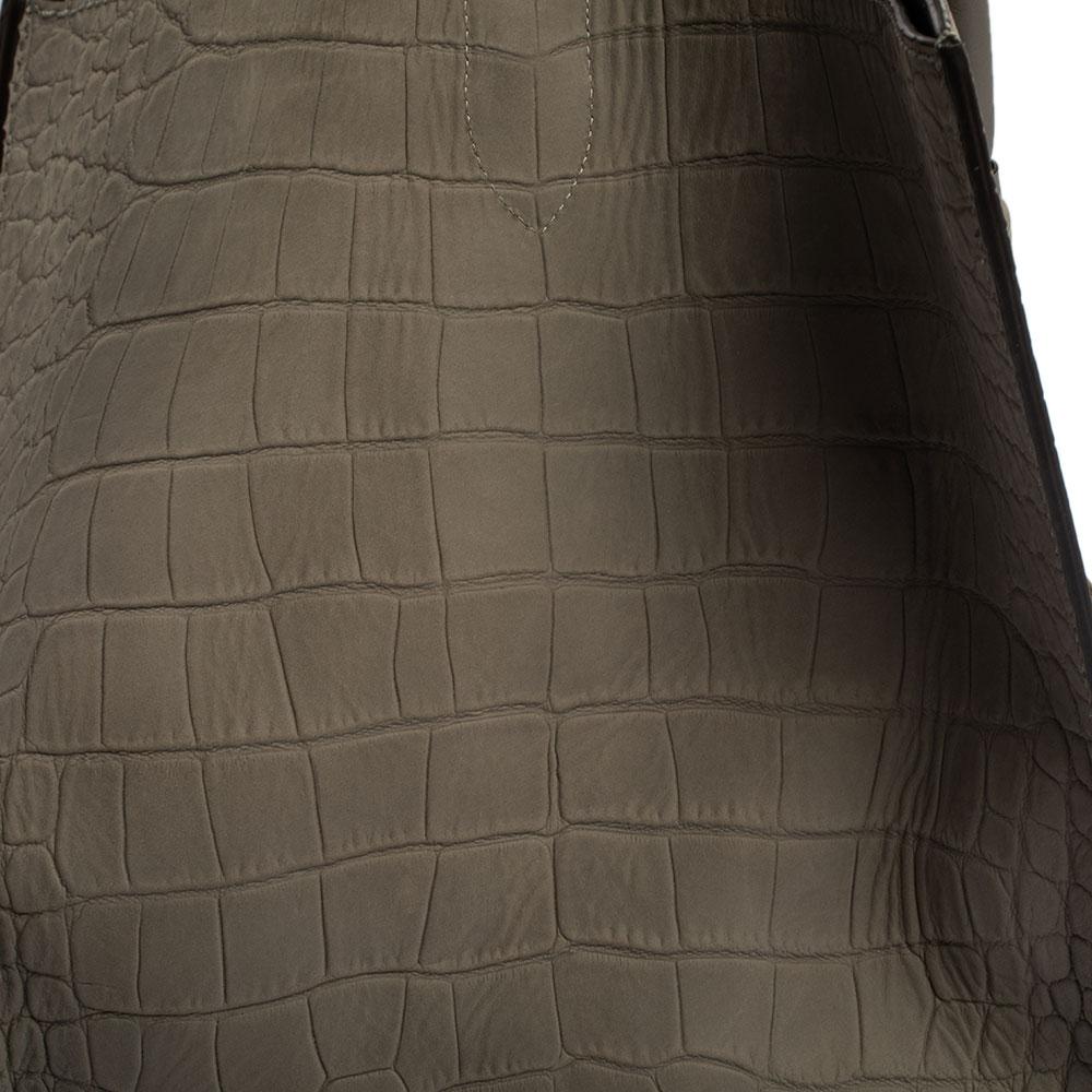 Celine Grey Croc Embossed Leather Large Phantom Luggage Tote 1