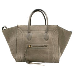 Celine Grey Croc Embossed Phantom Bag