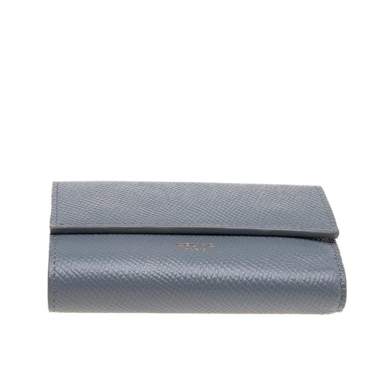 Celine Grey Grained Leather Small Trifold Wallet at 1stDibs