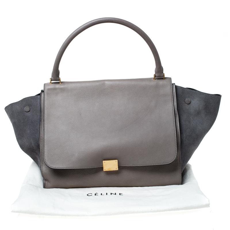 Celine Grey Leather and Suede Large Trapeze Bag 6