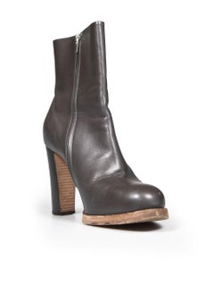 Céline Grey Leather Ankle Boots Size IT 41