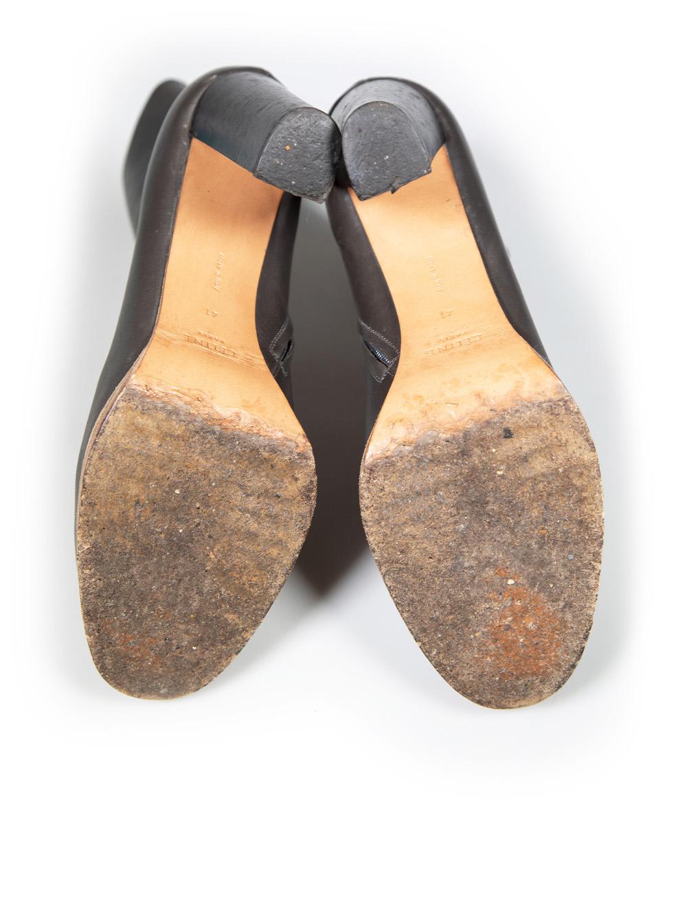 Céline Grey Leather Ankle Boots Size IT 41 In Excellent Condition For Sale In London, GB