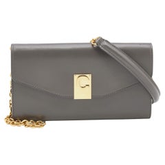 Celine Grey Leather C Wallet On Chain