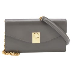 Celine Grau Leder C Brieftasche auf Kette