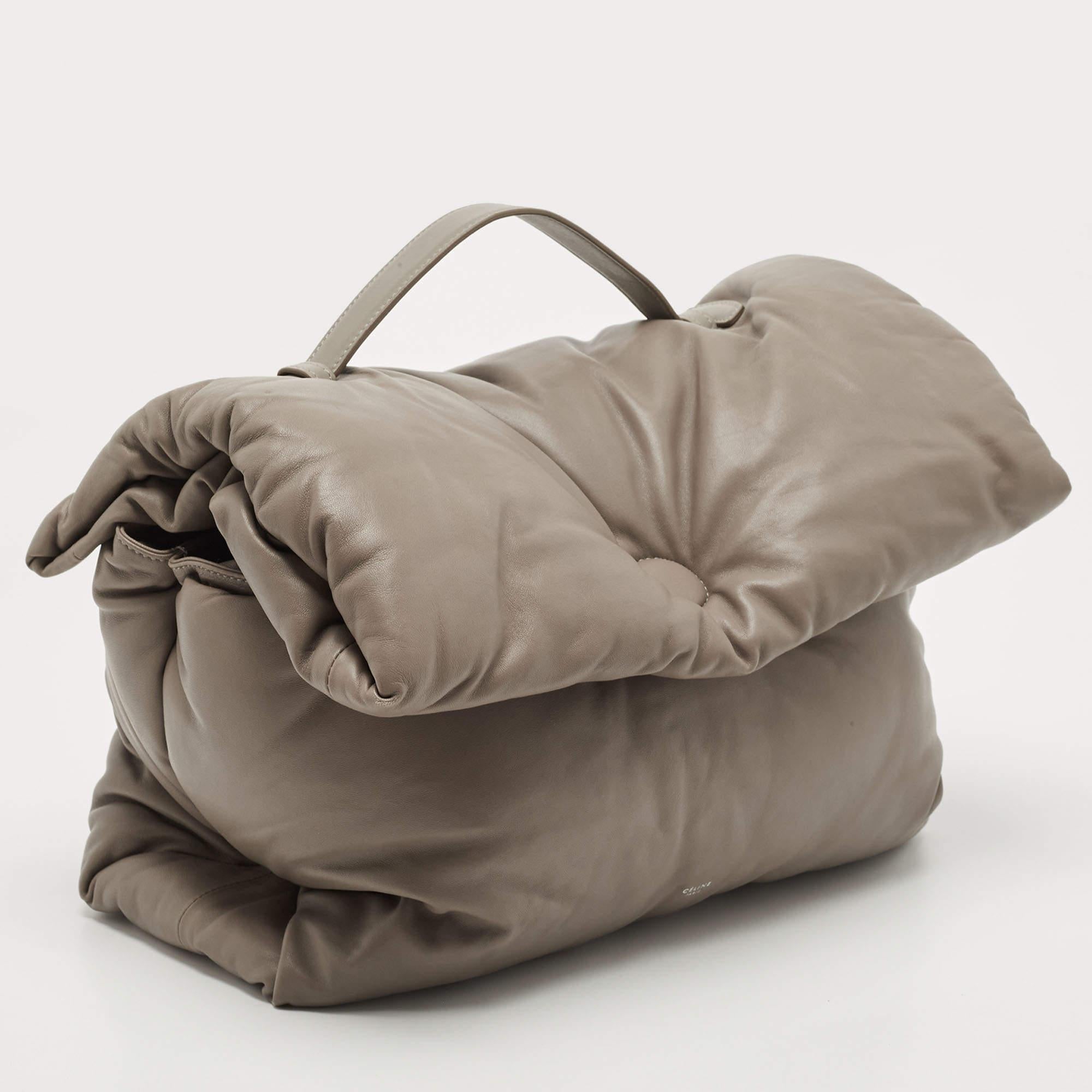 Celine Grey Leather Cartable Pillow Top Handle Bag In Good Condition In Dubai, Al Qouz 2