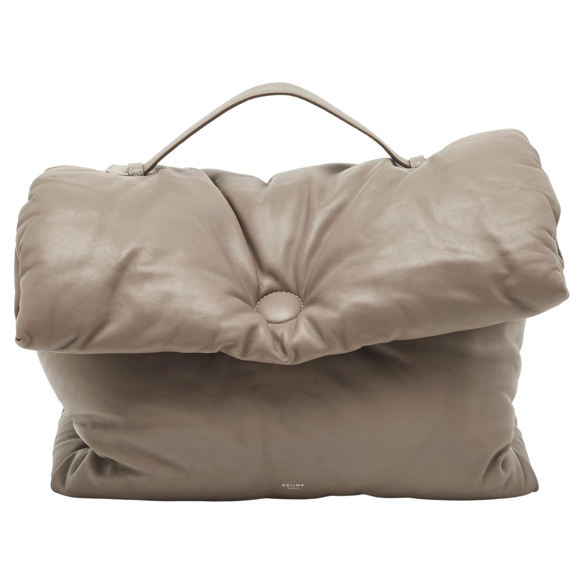 Celine Grey Leather Cartable Pillow Top Handle Bag